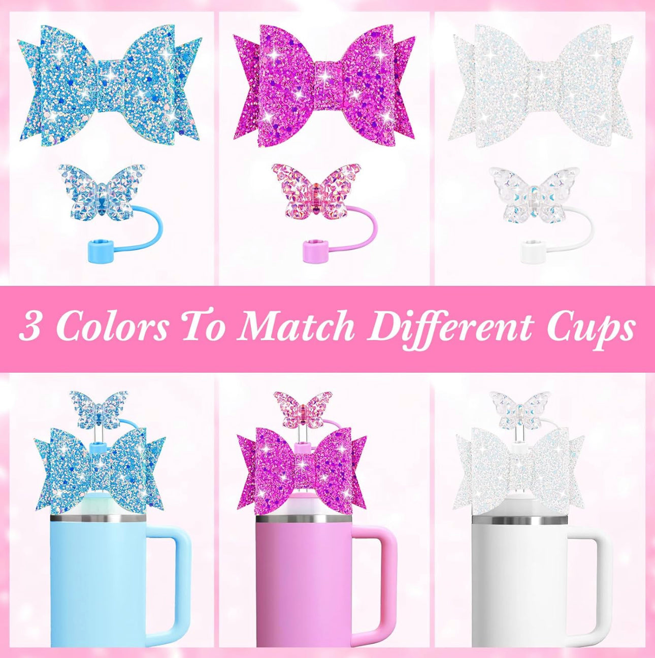 1 Pc Multicolor Bow Tie Tumbler Straw Cover