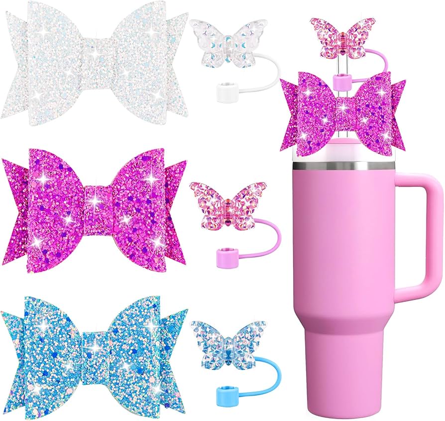 1 Pc Multicolor Bow Tie Tumbler Straw Cover