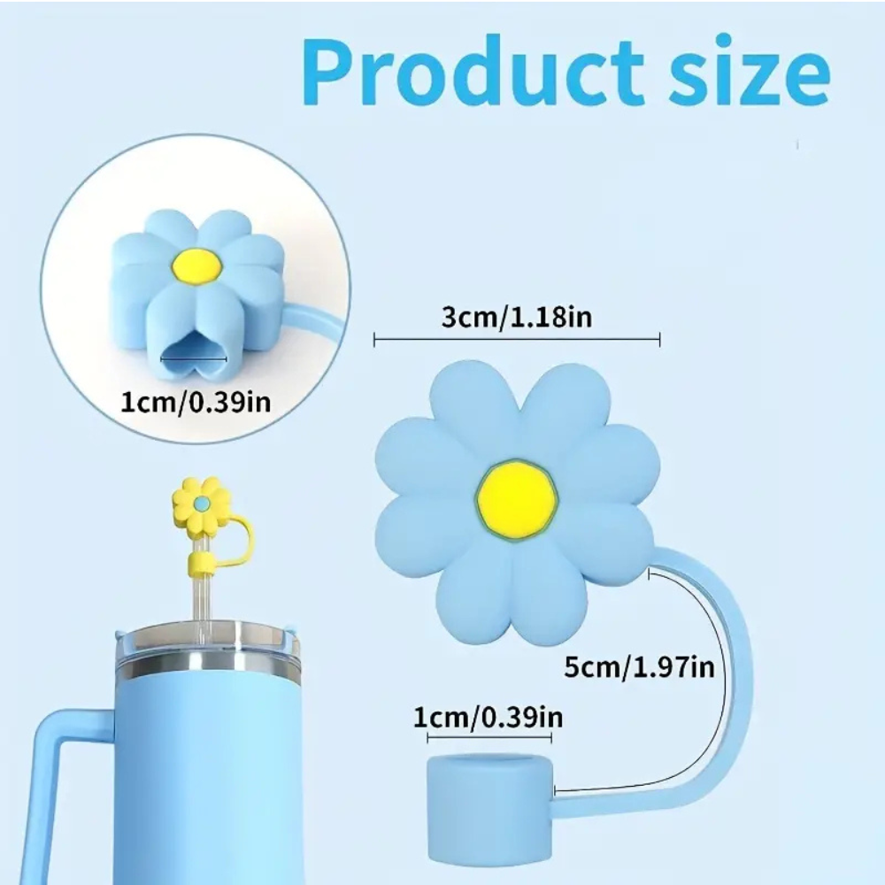 3 Pcs Stanley Tumbler Flower Silicon Straw Cover