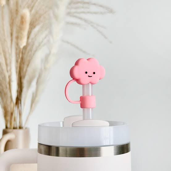 silicon pink cloud straw cover