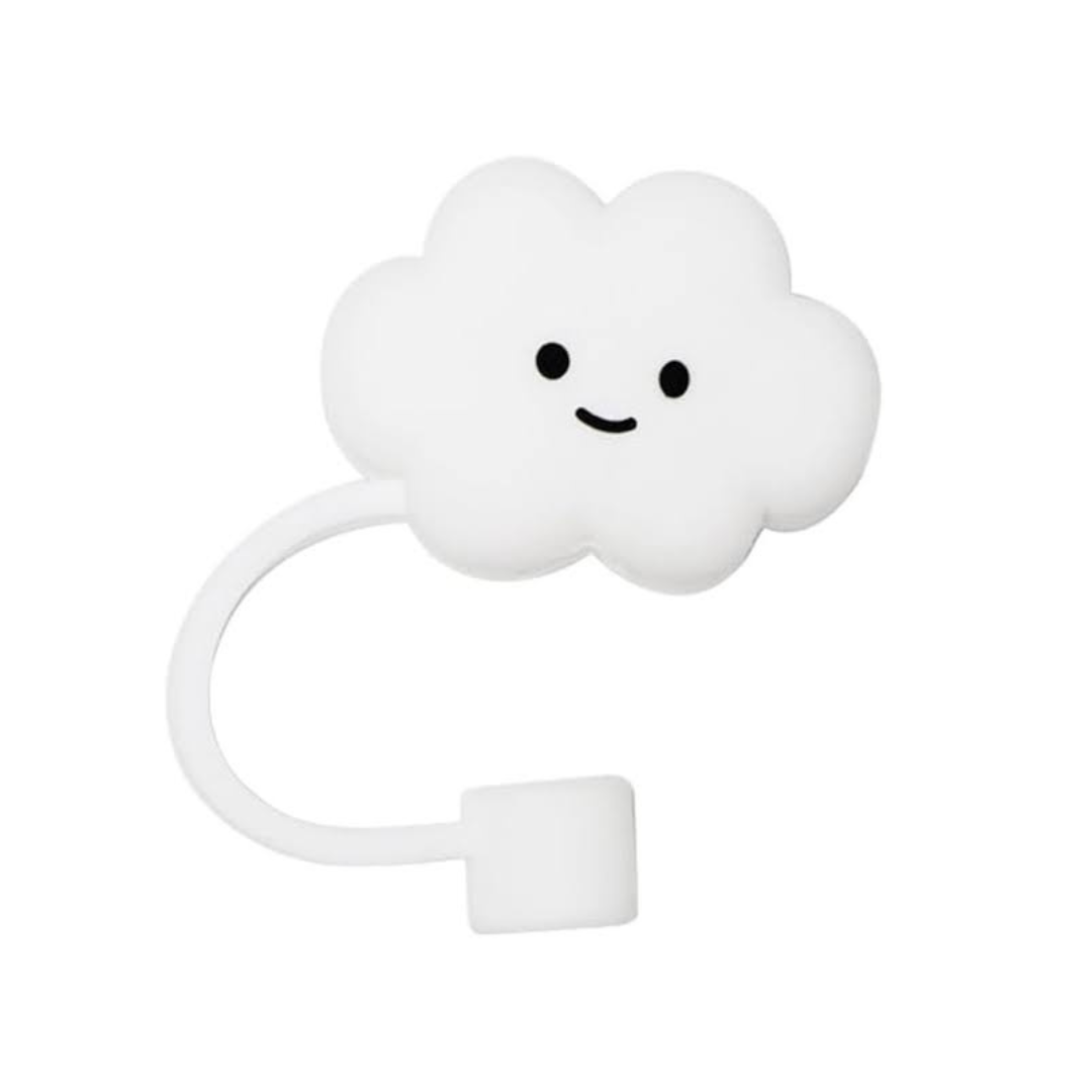 silicon white cloud straw cover 